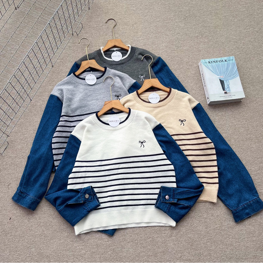 Dollies | SEA KNIT SWEATER | L.DADA 100-110 CM - P.BAJU 48 CM | SWEATER RAJUT MIX LENGAN KATUN