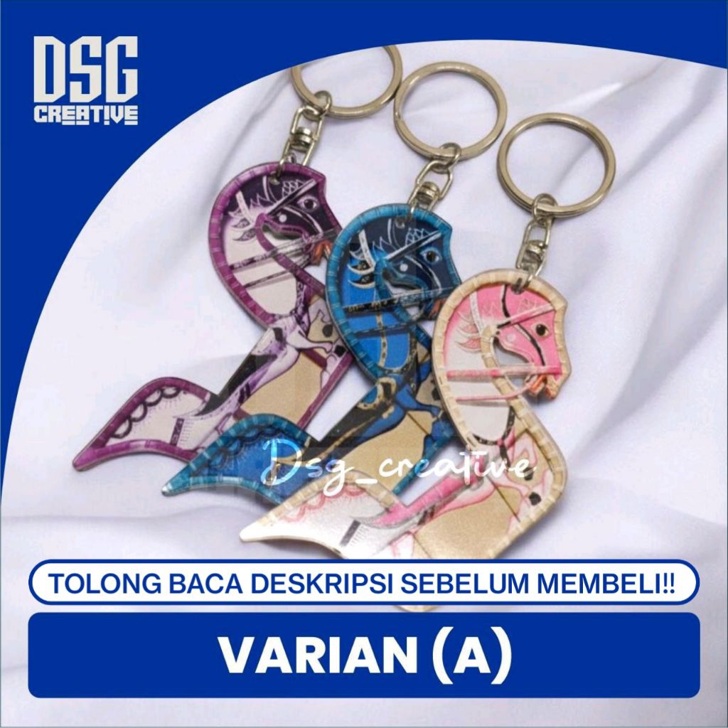 Gantungan Kunci Jaran Kepang Kuda Lumping Ring Putar Bisa Custom Nama Bahan Akrilik 2mm Double Bolak