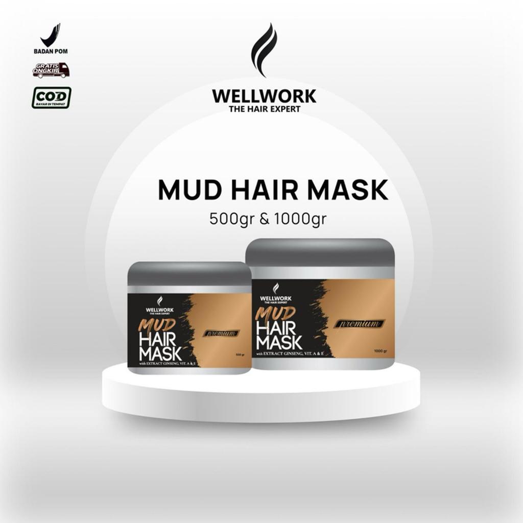WELLWORK Mud Hair Mask Masker Rambut Ginseng Vitamin A E Melembapkan Rambut
