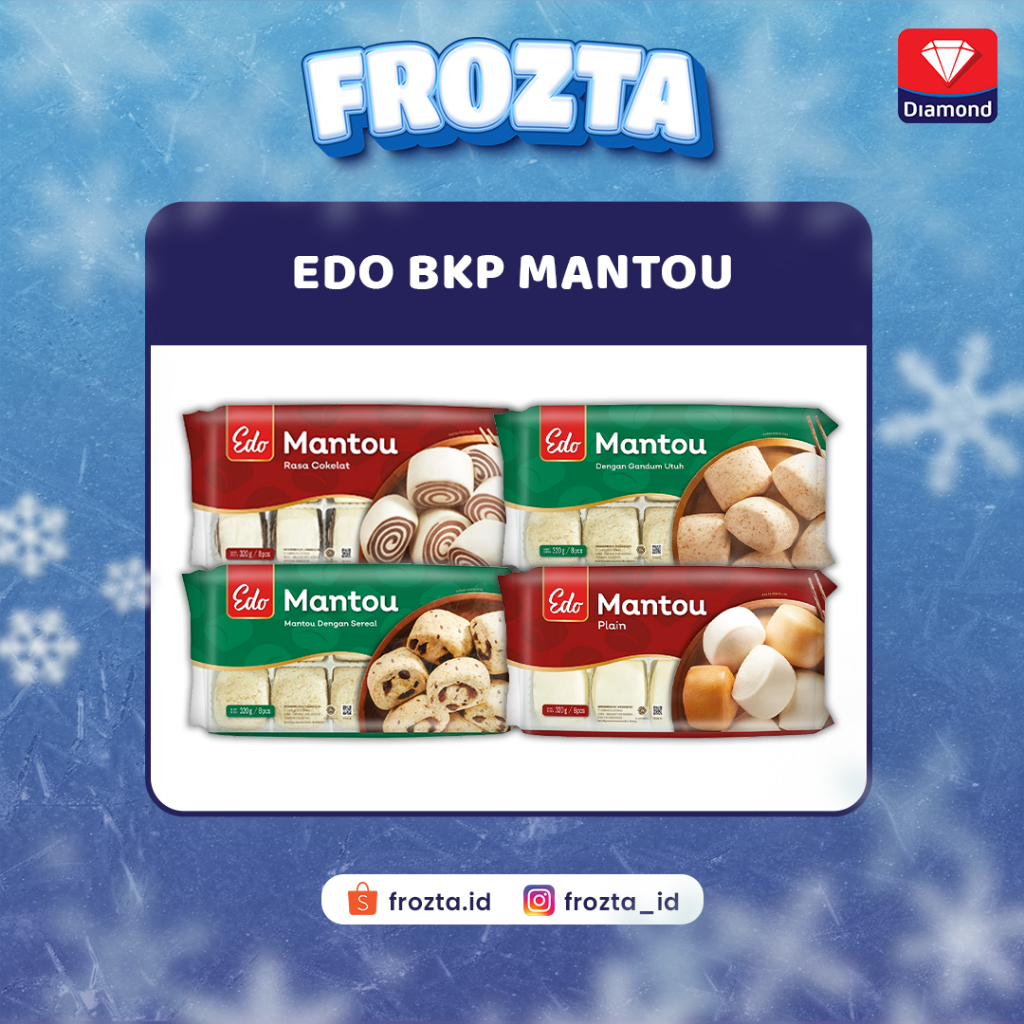 Frozen Food EDO Mantou Roti Kukus Lembut, Berbagai Variant Cokelat, Plain, Wholeweat, dan Multigrain
