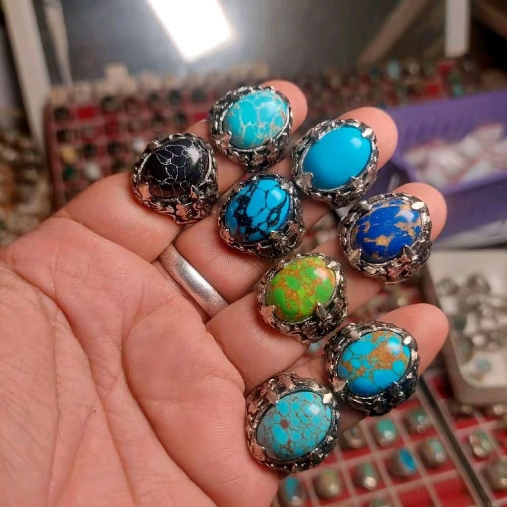 Cincin batu pirus ring cakrawala bali cincin akik pria terlaris