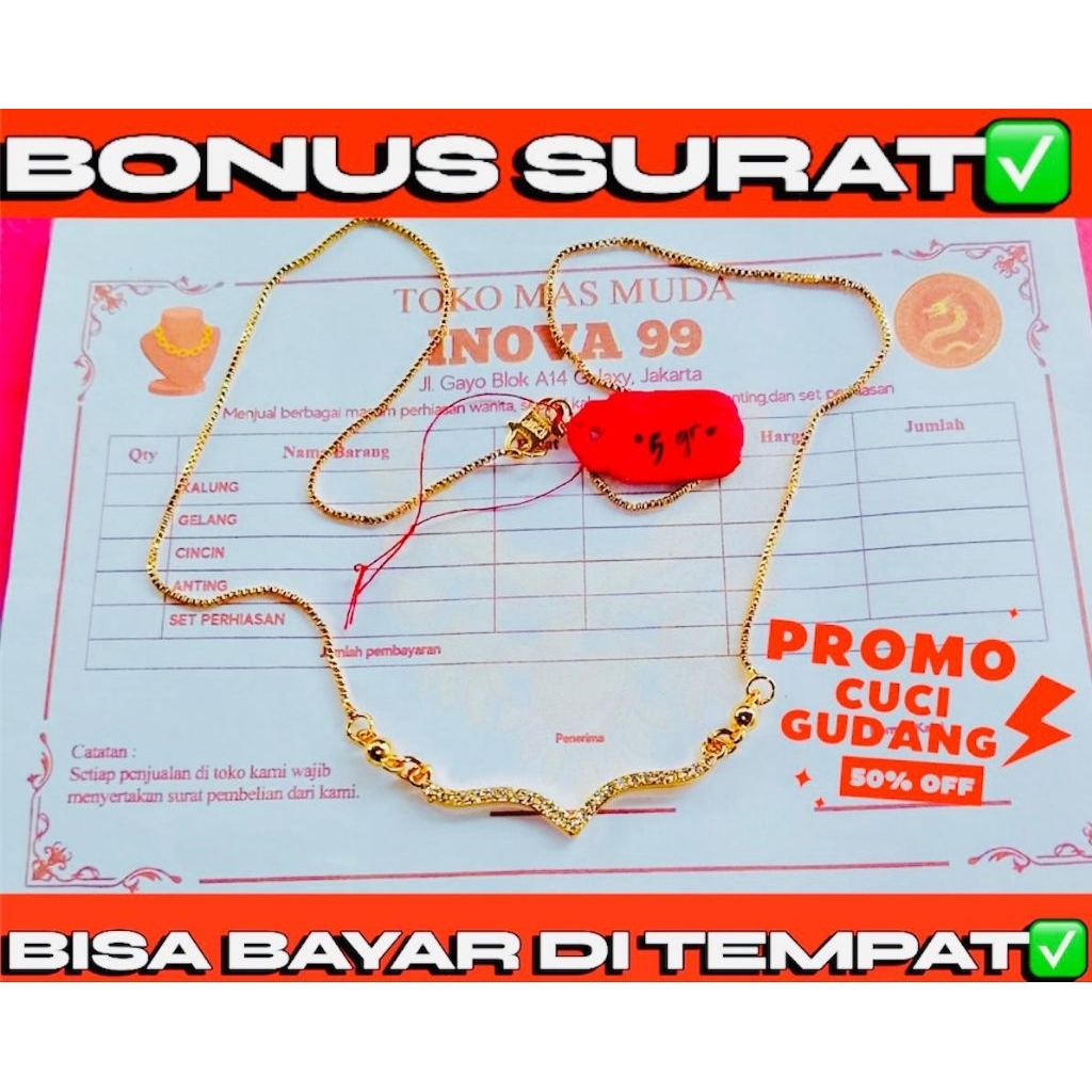 KALUNG Fuji Mewah Berlapis /Emas Muda/ Bonus Surat Dari Toko Pembelian
