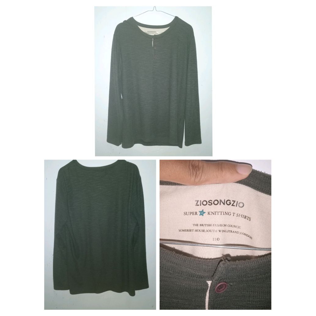 Kaos Lengan Panjang Henley / Long Sleeve Olive Ziosongzio