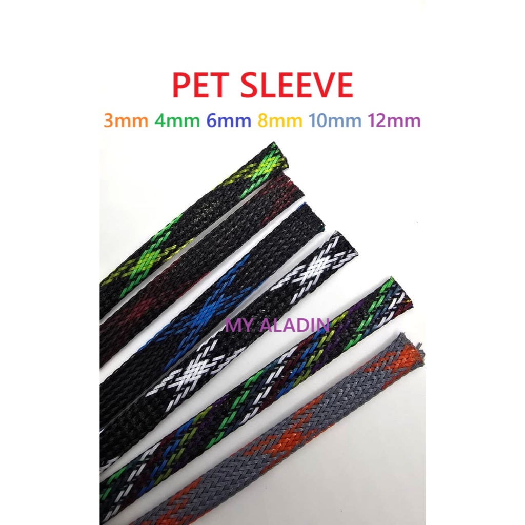 1meter Pelindung Kabel Anti Panas Pet Sleeve Sleeving Pet sleve 3mm 4mm 6mm 8mm 10mm 12mm