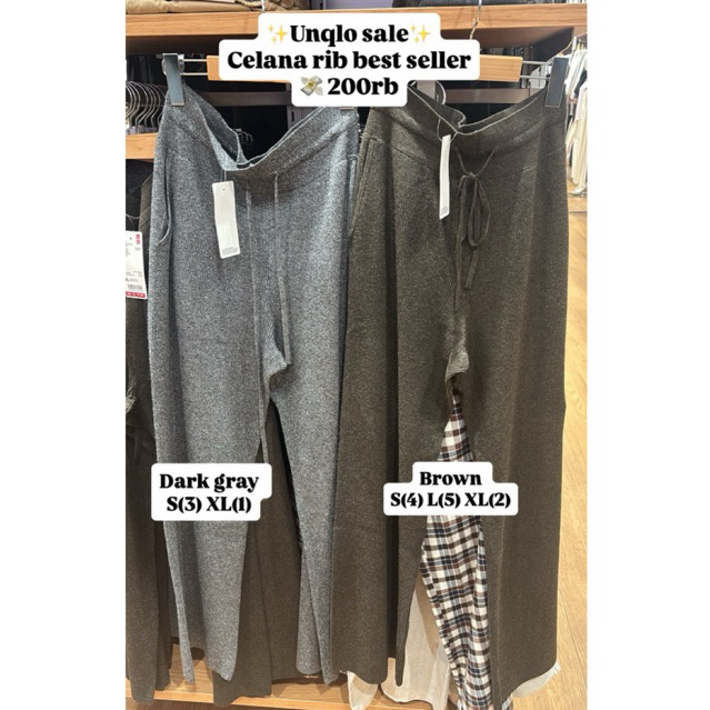 UNIQLO CEWEK CELANA RAJUT RIBBED WASHABLE