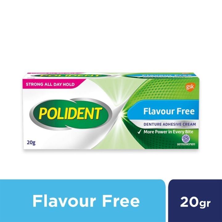 Polident Flavour Free Lem Gigi Palsu Krim Perekat Gigi Palsu Flavour Free Gigi Palsu Patah 20g 60 g 