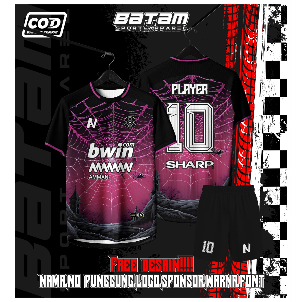 JERSEY FUTSAL / SEPAKBOLA FULL PRINTING LABA LABA KEREN BEBAS CUSTOM DESIGN FREE NAMA DAN NOMOR PUNG