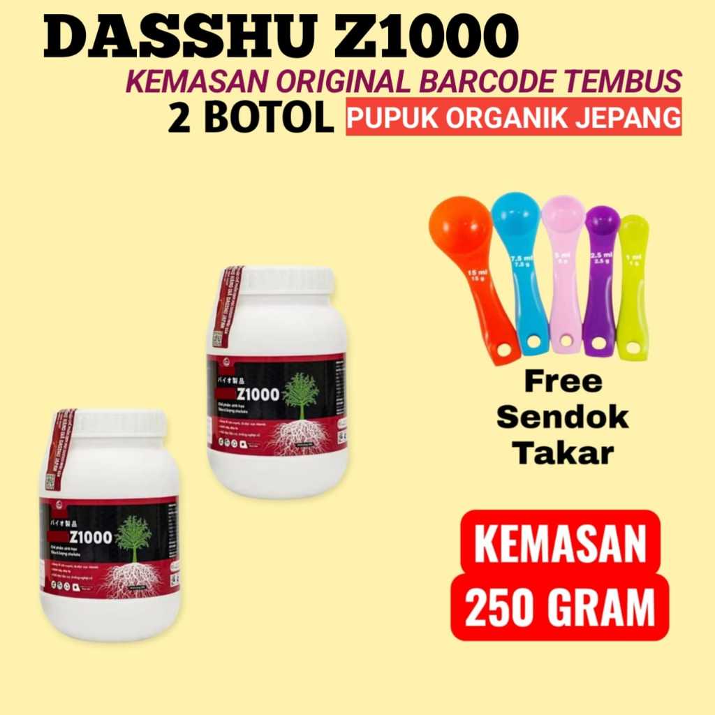 Pupuk Dasshu Z1000 Jepang Original 250 Gram PAKET 2 BOTOL Bonus 1 Set Sendok Takar