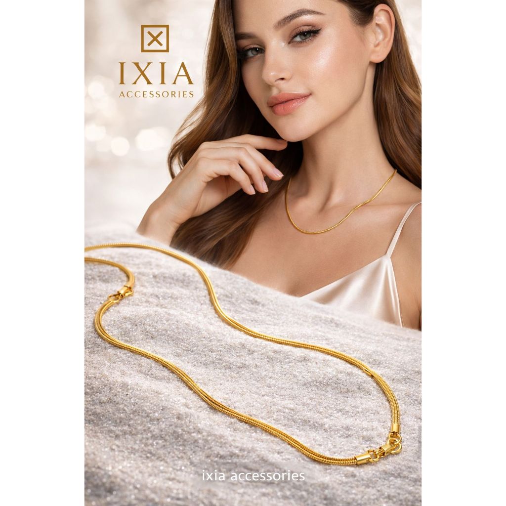 High Class Quality Kalung Titanium Pipih EMAS DAN PUTIH Pria Dan Wanita Anti Dan Tahan Lama