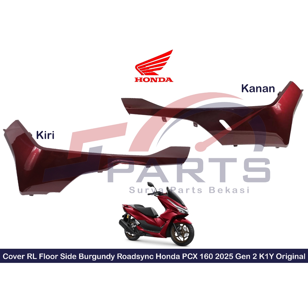 Cover Floor Side Honda PCX 160 New 2025 K1Y Original Burgundy Roadsync Under Side PCX 160 2025 K1Y O