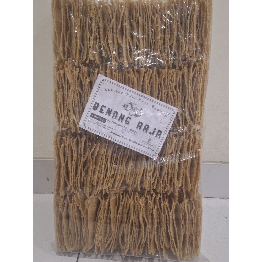 Kerupuk Puli Rasa Bawang – Benang Raja (Kerupuk Mentah)