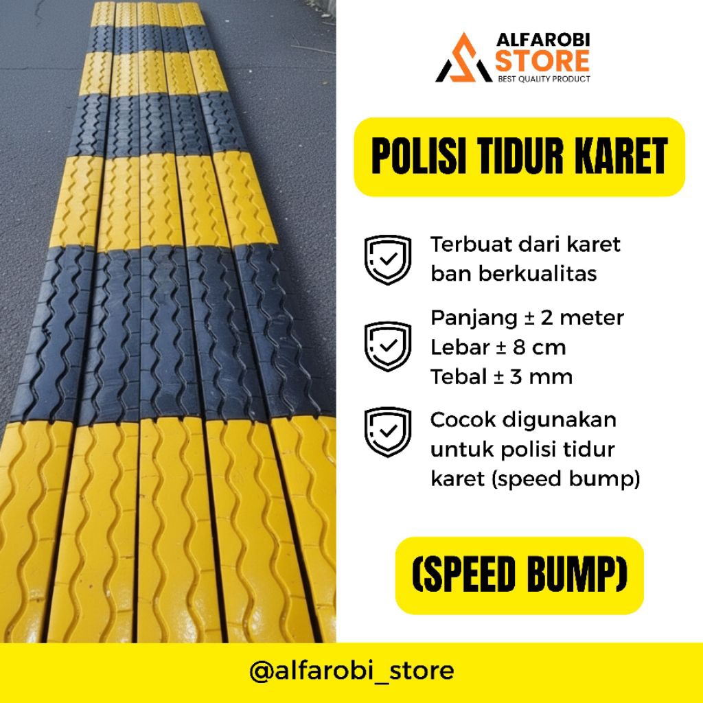 POLISI TIDUR KARET BAN 2 METER (SPEED BUMP)