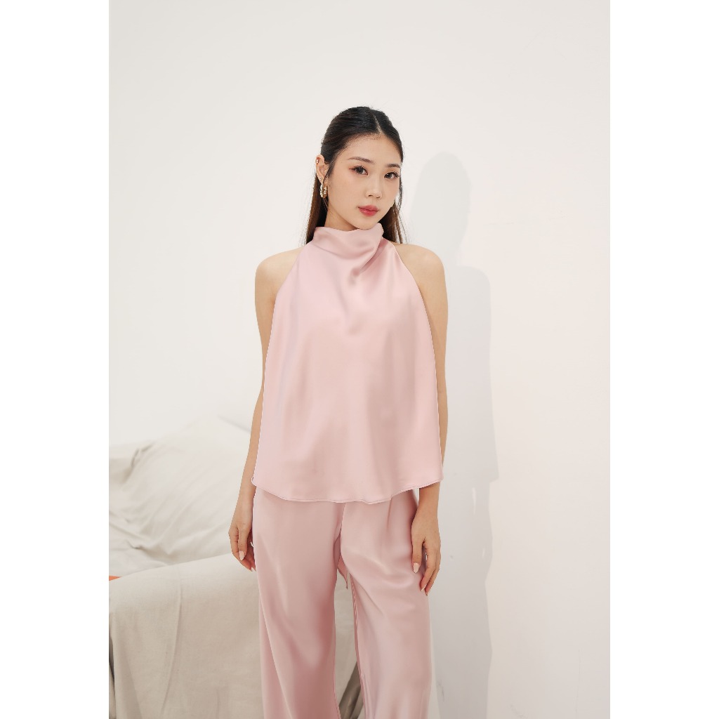 Maison Musée - Ruella Satin Top | Atasan Wanita | Halter Blouse | Scarf Top | Backless Top