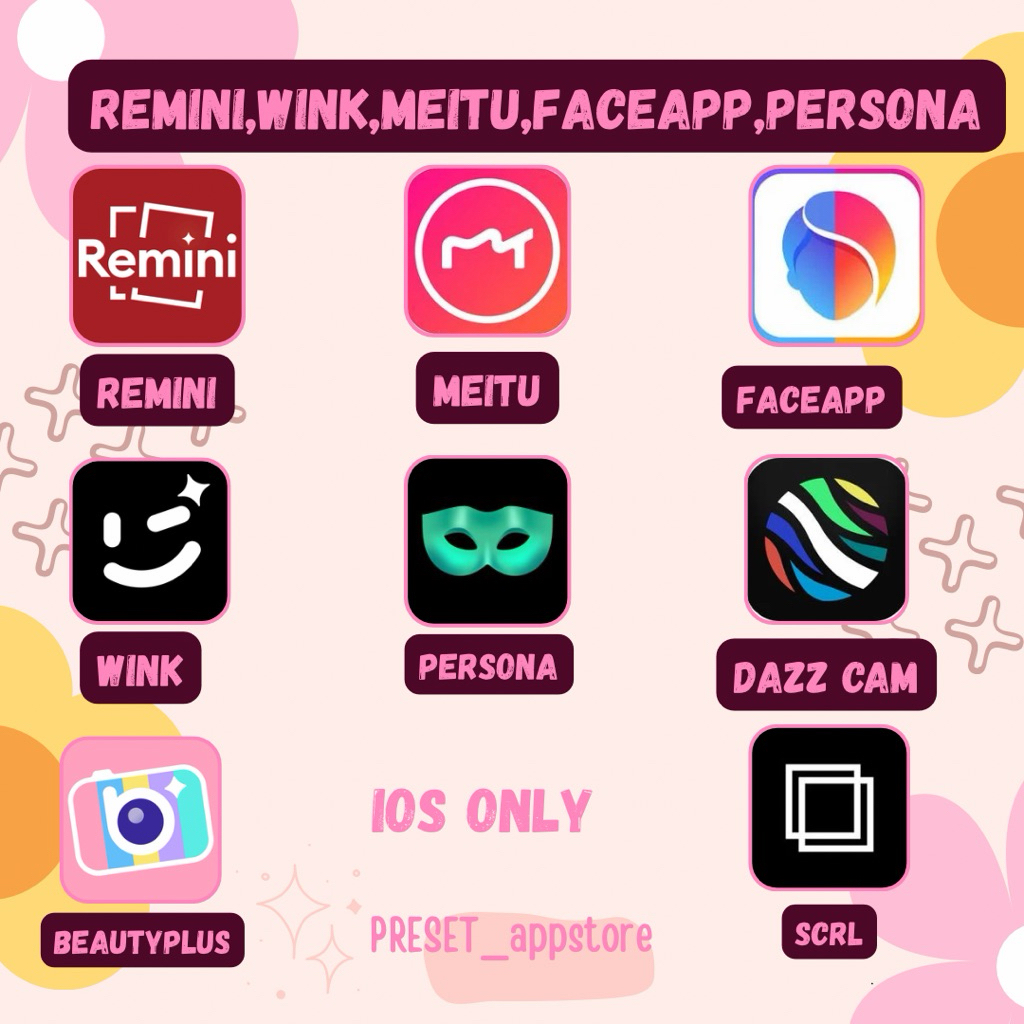 JUAL REMINI PREMIUM MEITU FACE APP DAZZ CAM PRO WINK PERSONA IOS