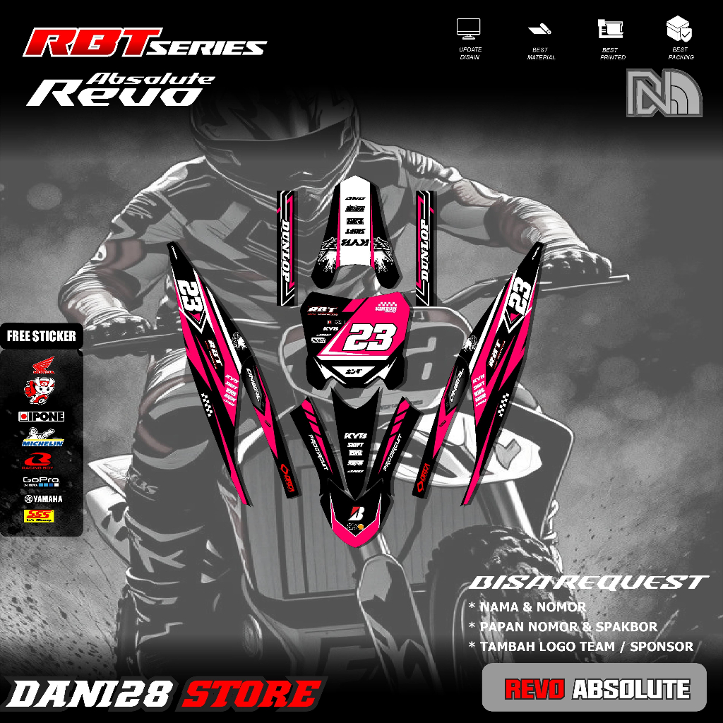 (COD) Sticker Variasi RBT/GTX REVO 110 ABSOLUTE Decal Striping Bebek Modif RBT, REVO.ABS-01