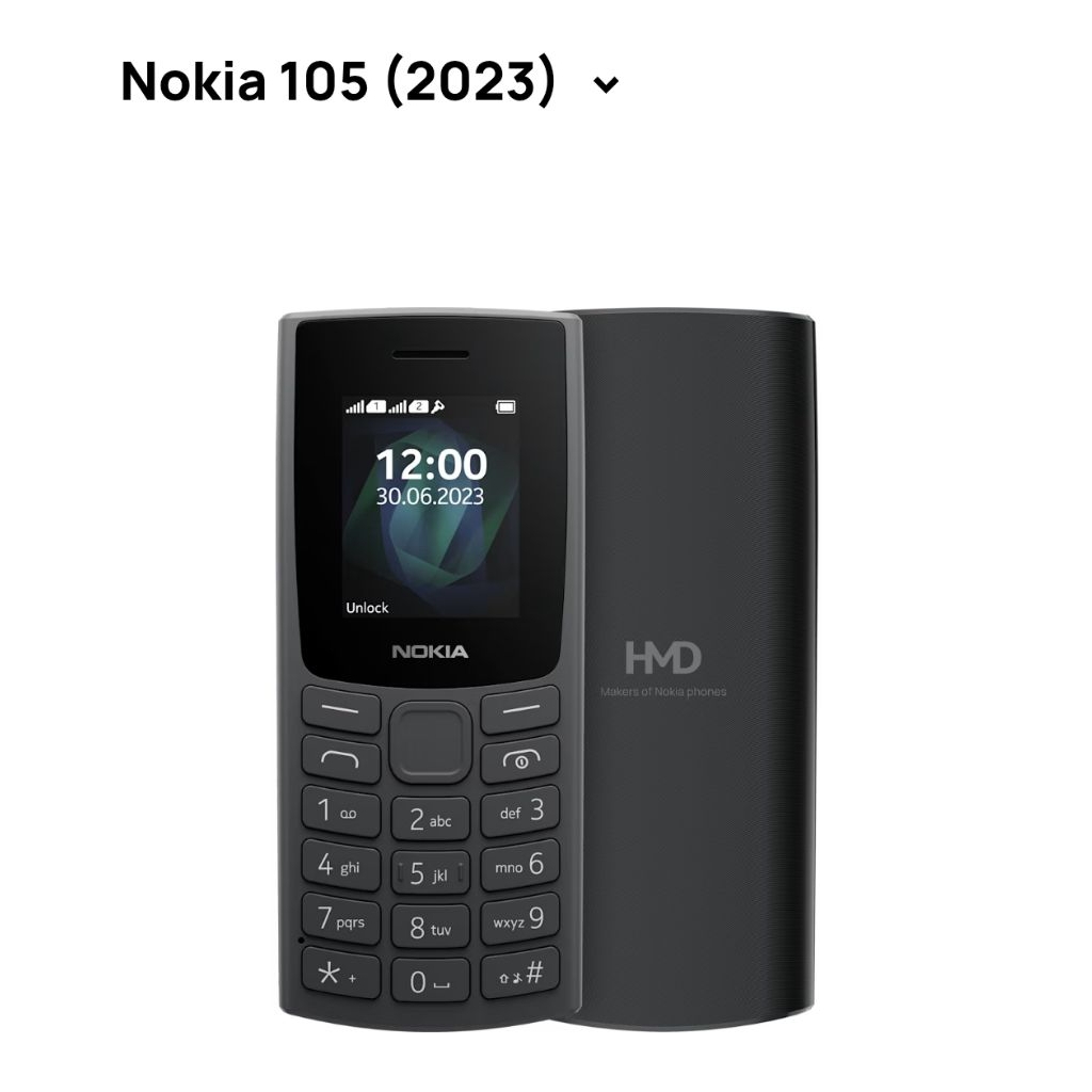Handphone Nokia 105(2023) Black | 2nd Bekas