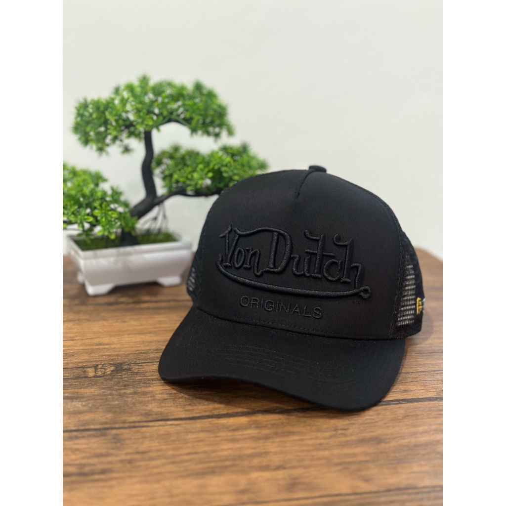 VONDUTCH topi trucker cap full black 1731 NEW ORIGINAL 100%