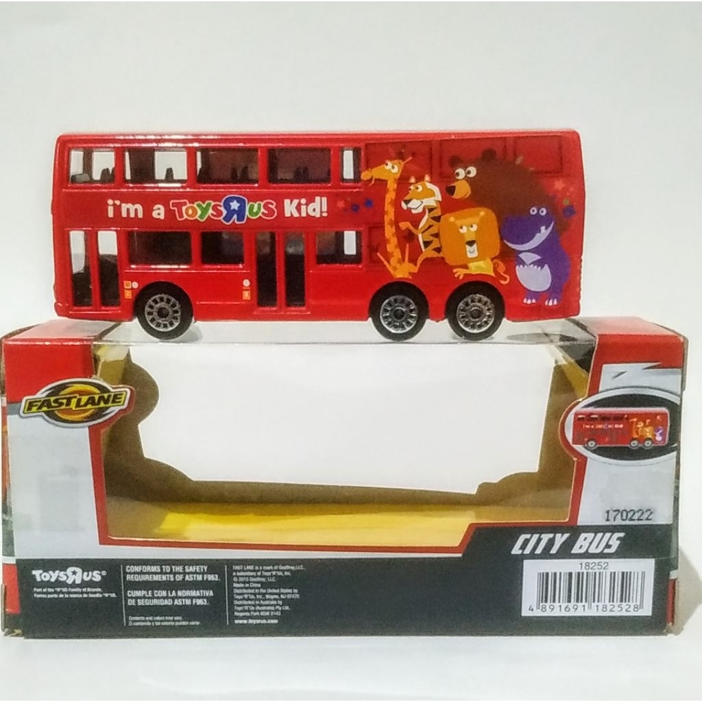 Realtoy diecast Toys R Us bus tingkat double decker bus