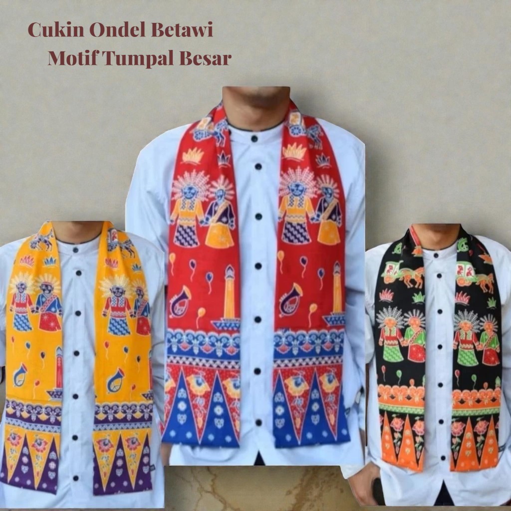 Cukin Ondel-ondel Betawi | Motif Tumpal Besar | Syal Selendang Betawi Ukuran Dewasa