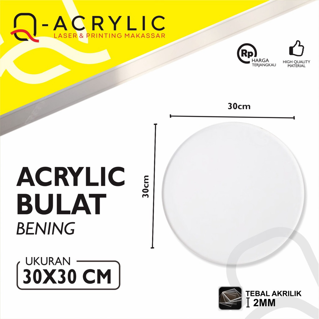 Akrilik Bulat Transparant/Bening - Diameter 30CM