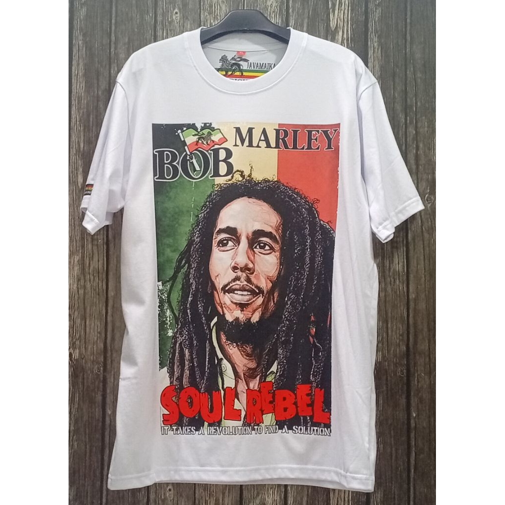 Kaos Bob Marley Soul Rebel Putih Javamaika Original Rasta Apparel