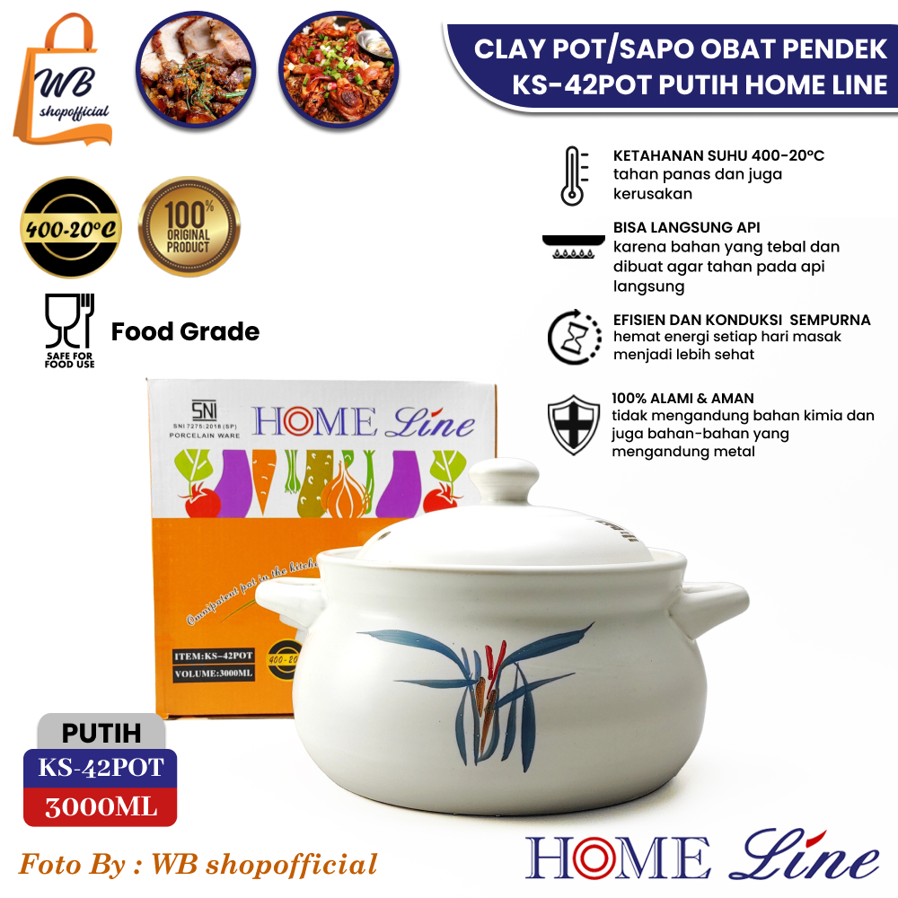 Panci keramik / Sapo obat alami - clay pot HOME LINE KS-42 3000ML