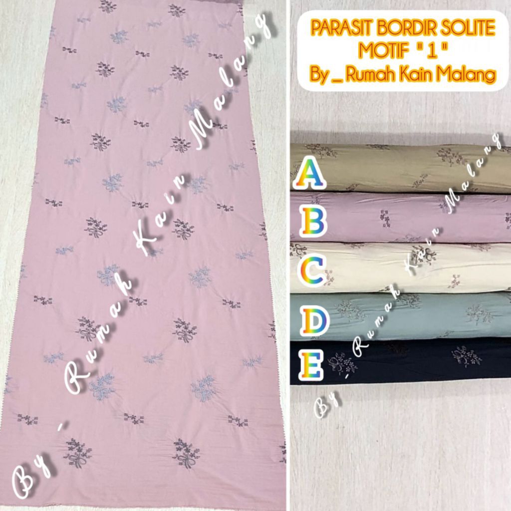 KAIN PARASIT KOREA BORDIR SOLITE ANEKA MOTIF DAN WARNA (HARGA PER 0.50 METER)