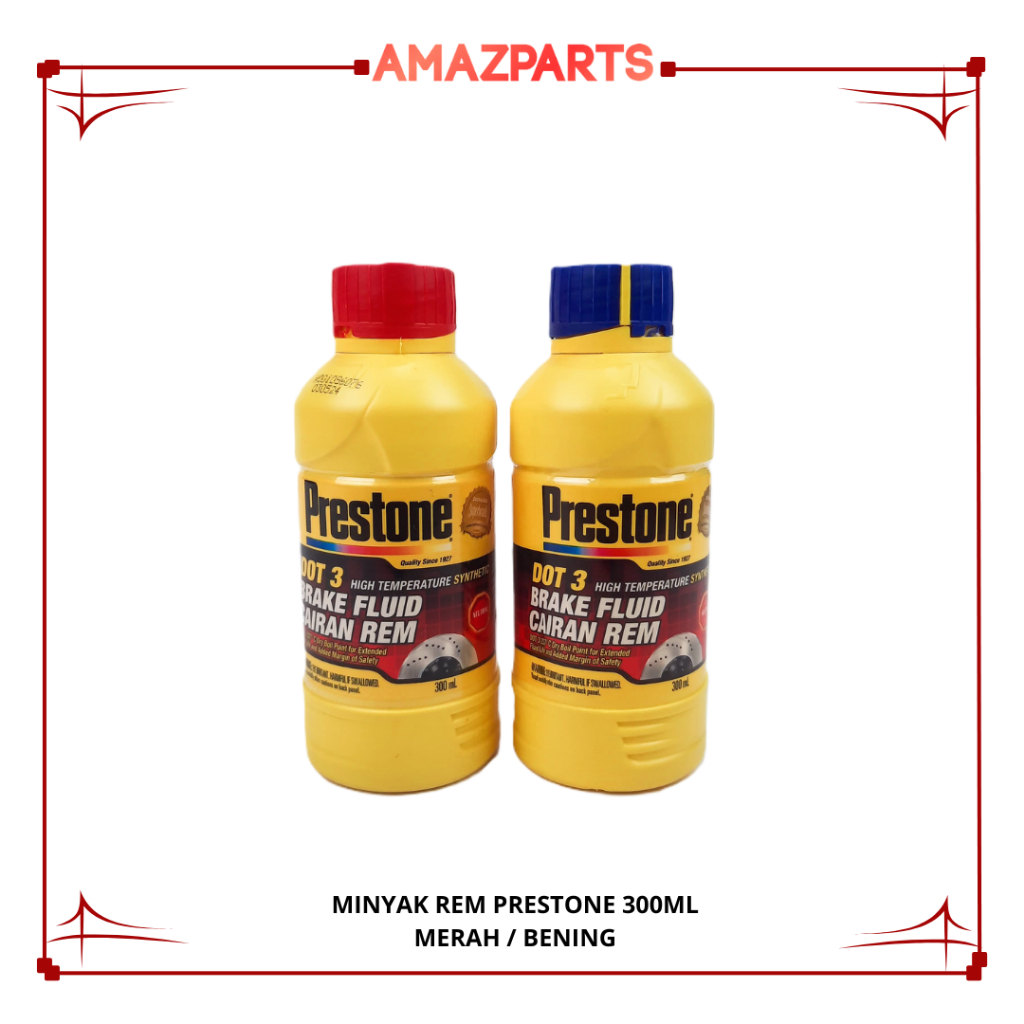 Minyak Rem Brake Fluid DOT3 PRESTONE Synthetic 300mL Merah / Bening 100% PRESTONE