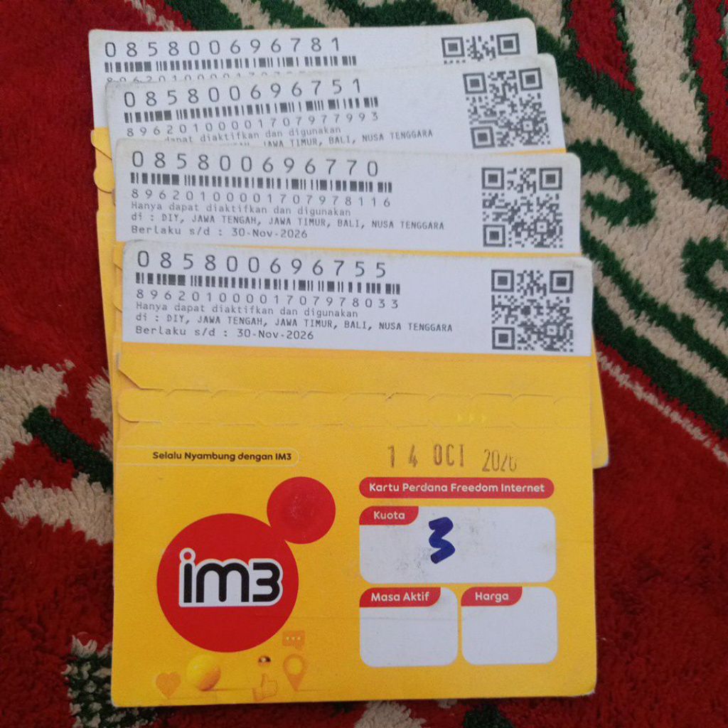 kartu paket Data Im3 3.GB nasional