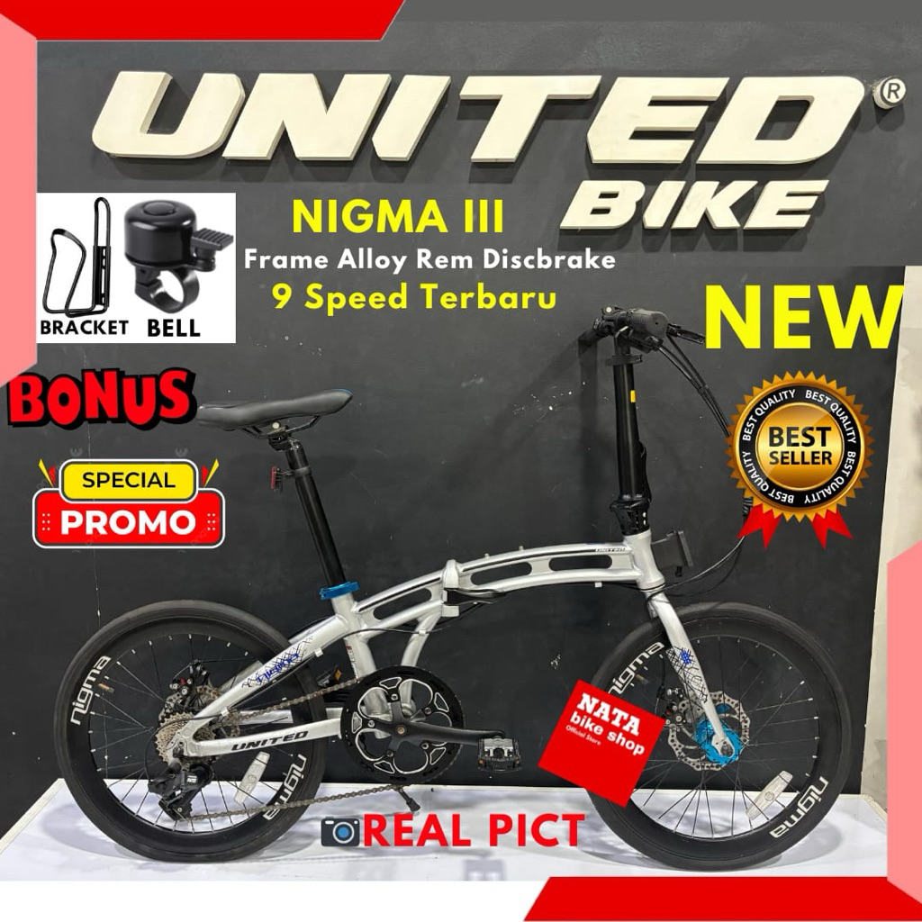 Sepeda Lipat 20 Folding Bike United Nigma III Alloy 9 speed