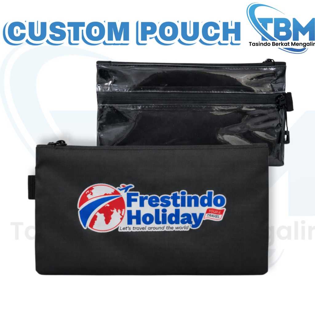 Custom Pouch Waterproof Transparan - Pouch Souvenir Seminar Event - Sablon Logo