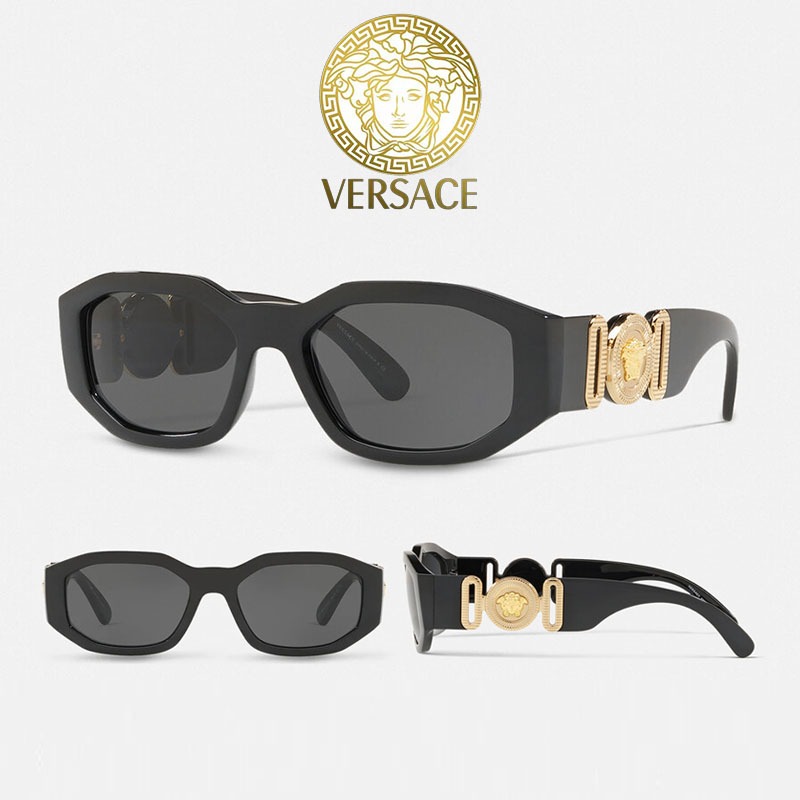 100% Original Kacamata hitam Versace Sunglasses Medusa Biggie VE4361 Black wanita