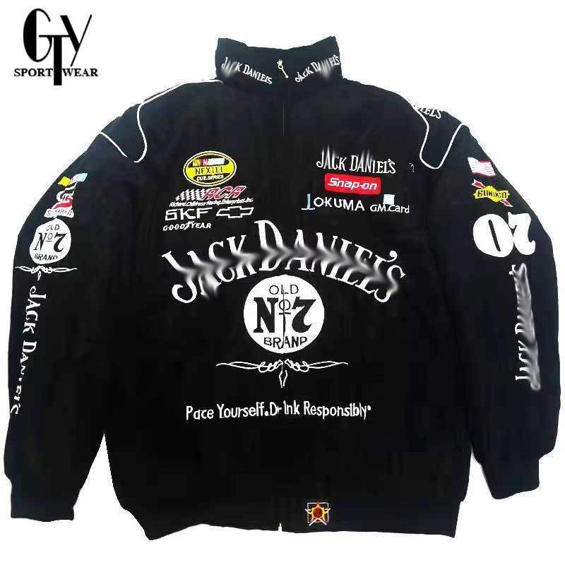 GTY Jaket Pria Vintage Racing Full Bordir Premium Motorcycle keren Hitam Baseball Ferrari F1 Nascar 