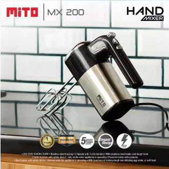 HAND MIXER MITO MX 200 5 SPEED TURBO STAINLESS STEEL / Mixer Turbo