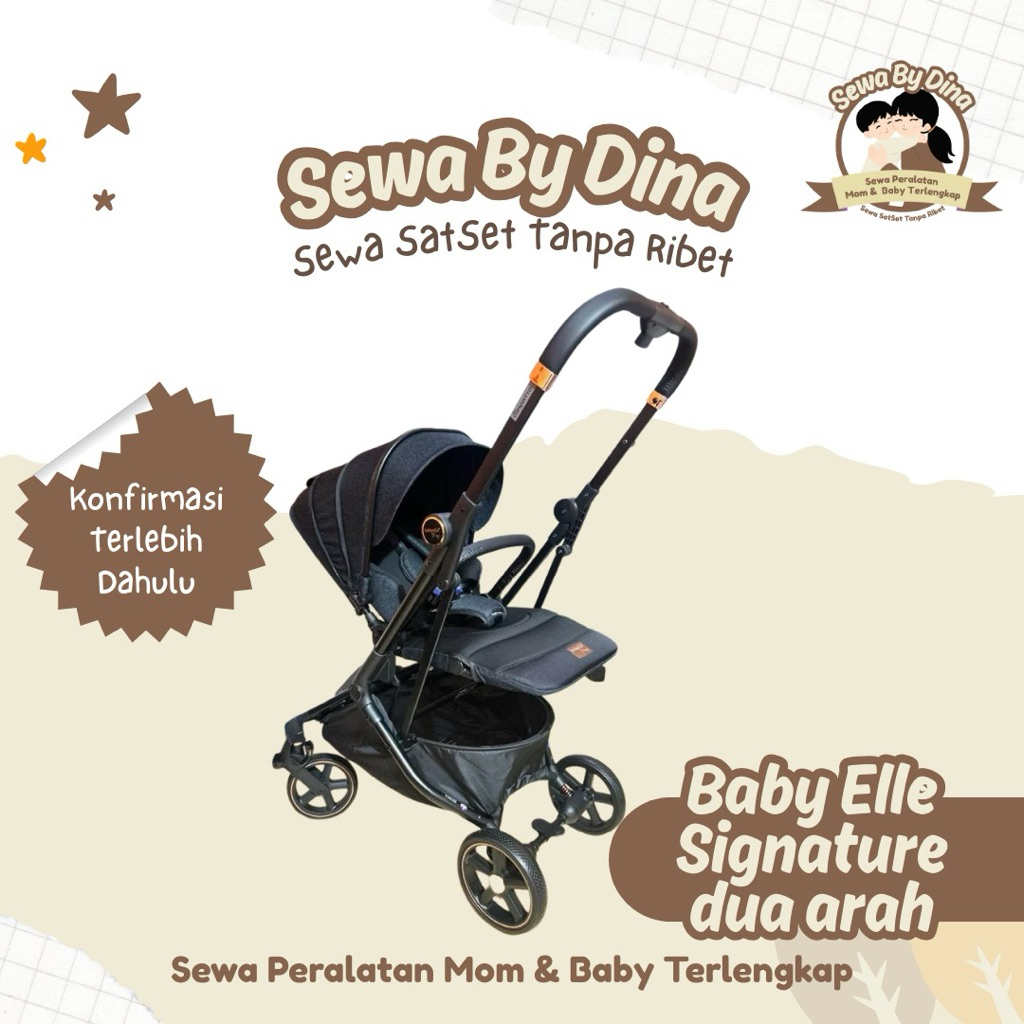 SEWA STROLLER DUA ARAH BABYELLE SIGNATURE ||Kereta dorong bayi 2 arah (KIRIM INSTAN ONLY)