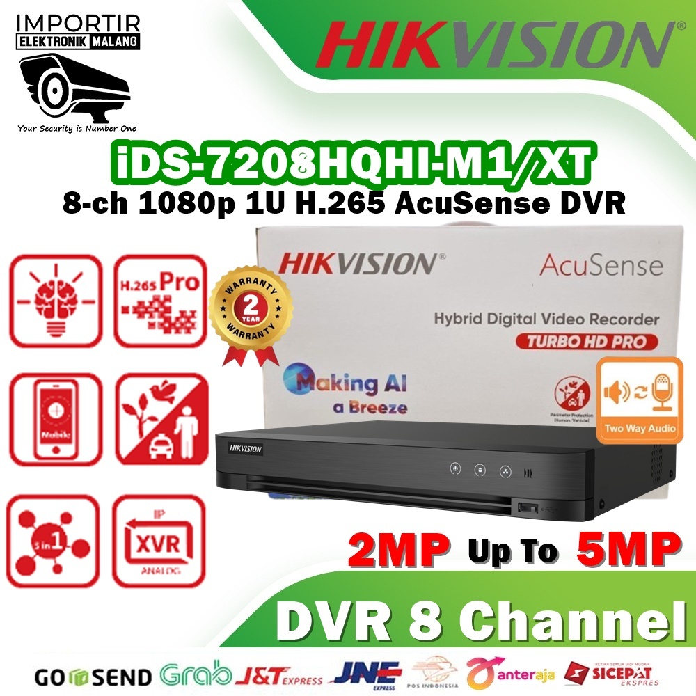 Dvr 8 Channel Hikvision 7208HQHI-M1/XT Turbo HD DVR Original Garansi 2 Tahun