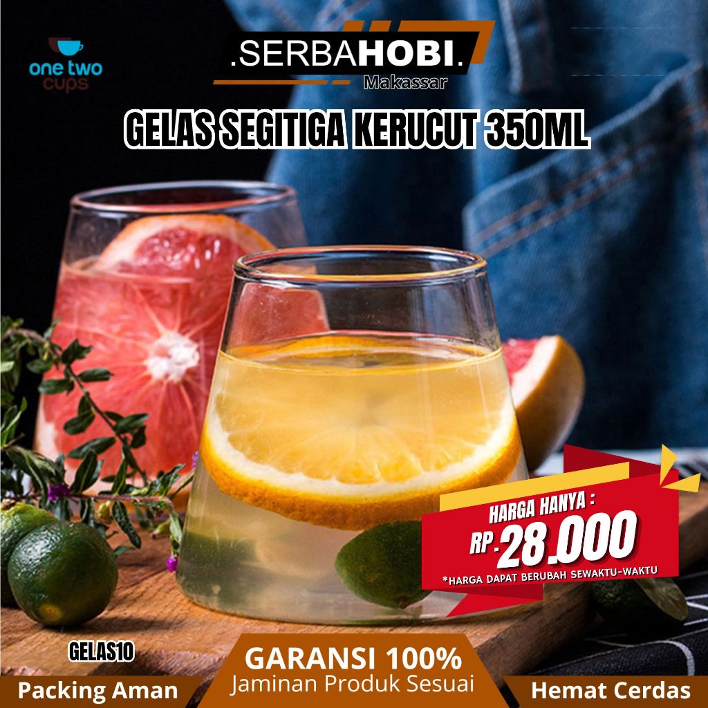 Gelas Aesthetic Unik Kaca Kerucut / Gelas Sunflower / Gelas Cocktail Geek / Gelas Tinggi Kotak Denga