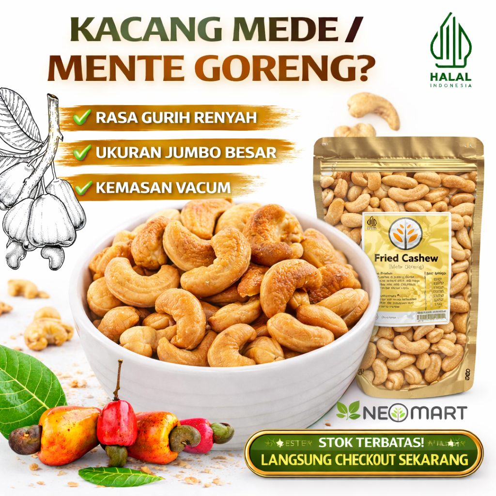 Kacang Mete 500gram(1/2kg) / Mede Mente Matang Goreng 500gr
