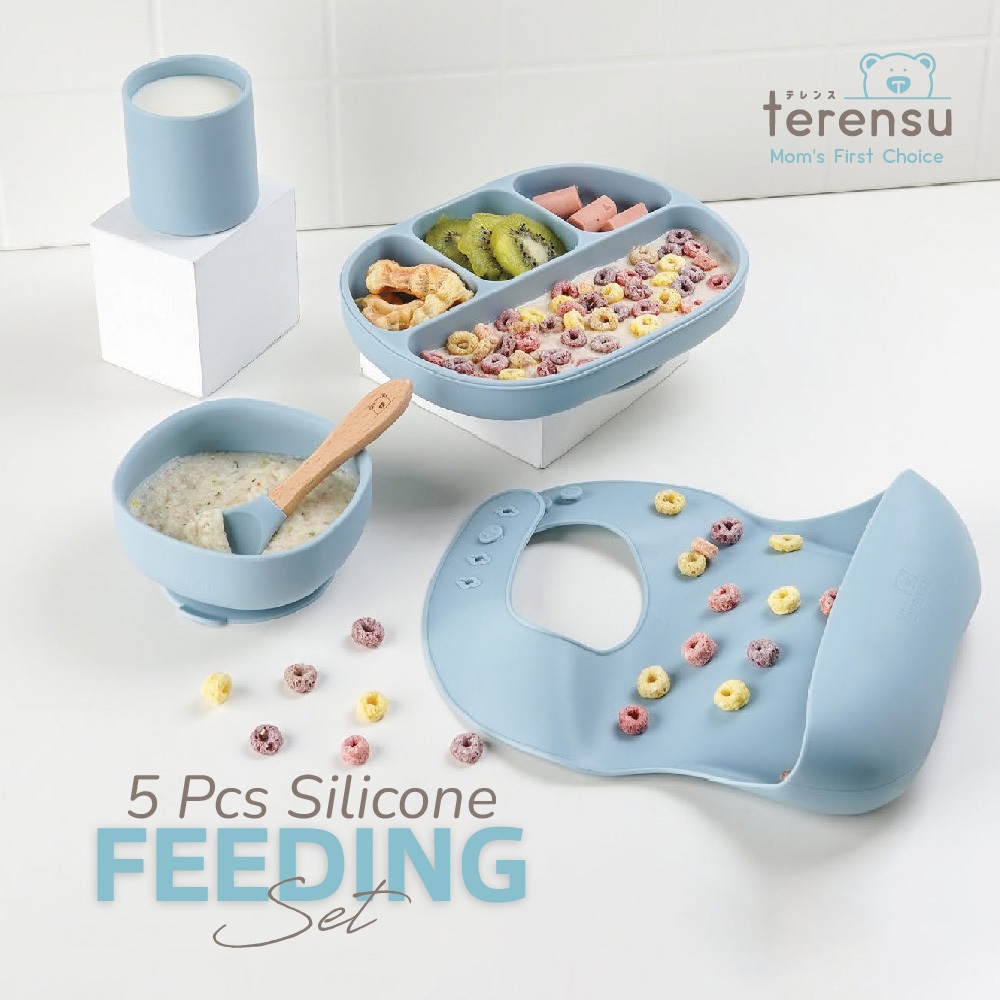 terensu Peralatan Makan Bayi Silikon Hampers Bayi Kado Lahiran Anak Perempuan Laki Laki - Parcel Mpa
