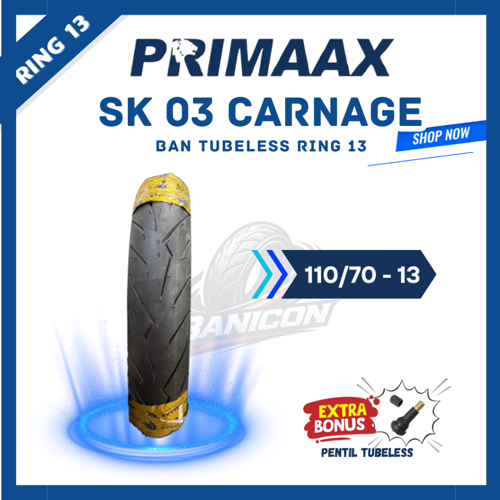 Ban Motor Matic Ring 13 Primaax SK03 Carnage 110/70-13 Ban Depan NMAX SNI Motif Petir Primax Harian
