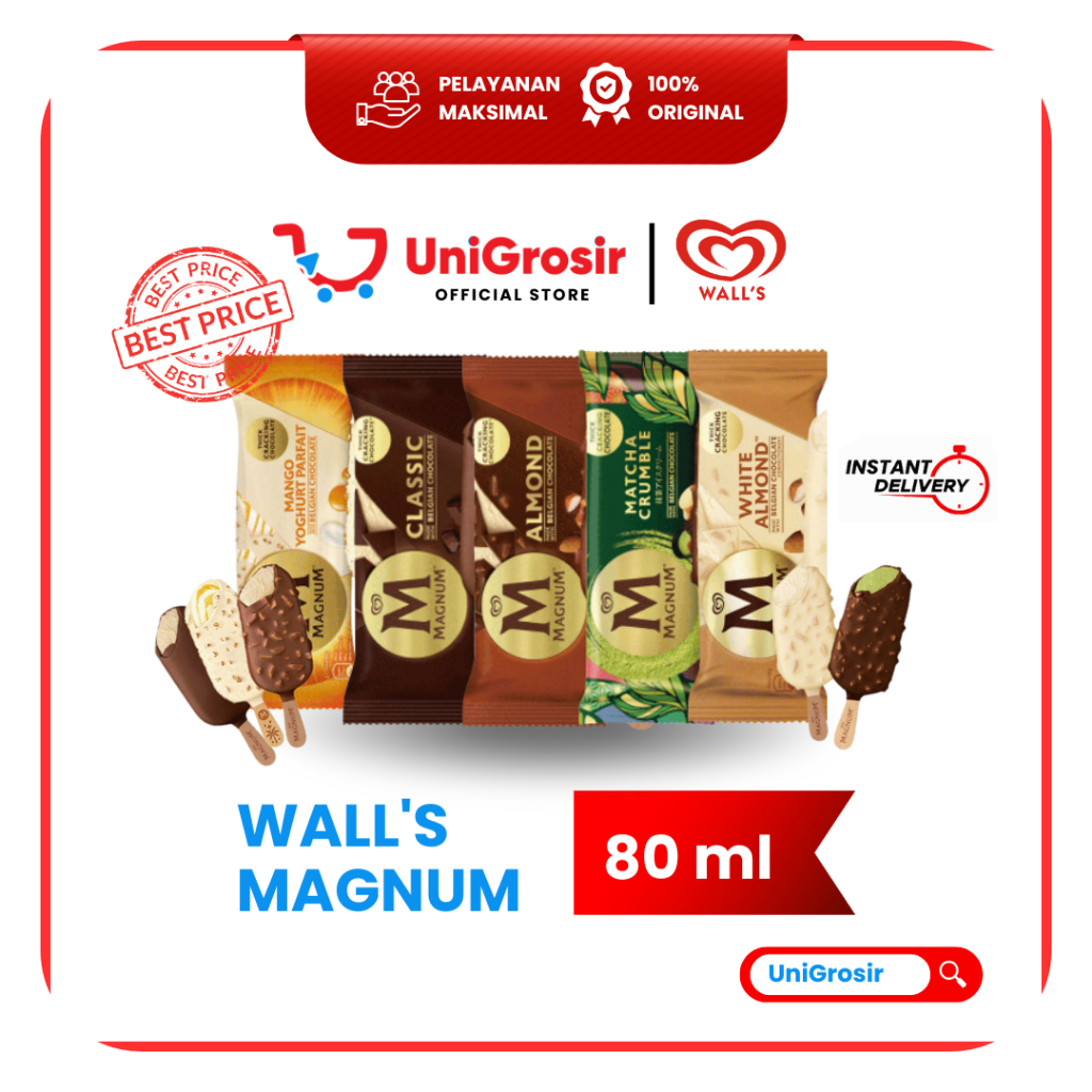 [UniGrosir] WALLS WALL'S MAGNUM ICE CREAM ALL VARIAN ES KRIM MATCHA MANGO ALMOND ~ 80 ml