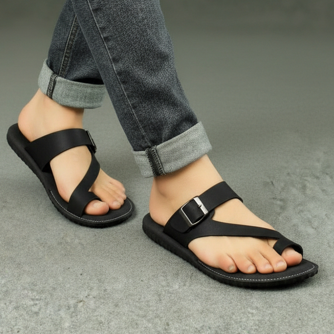 Sendal Jepit Indoor Outdoor Anti Selip Pria Rumahan Casual Pria Kulit Asli Sandal Distro