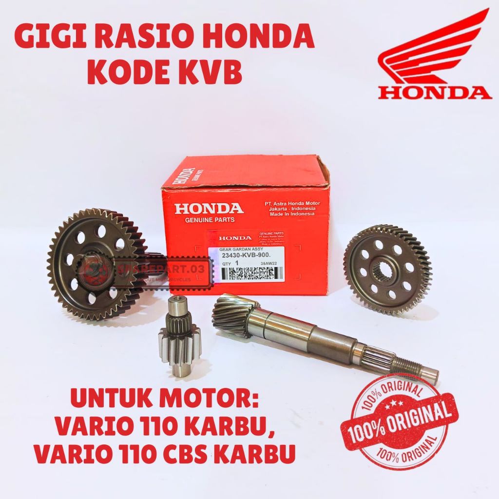 GIGI RASIO ORIGINAL HONDA KODE KVB, GIGI RASIO VARIO 110 KARBU, GIGI RASIO VARIO 110 CBS KARBU