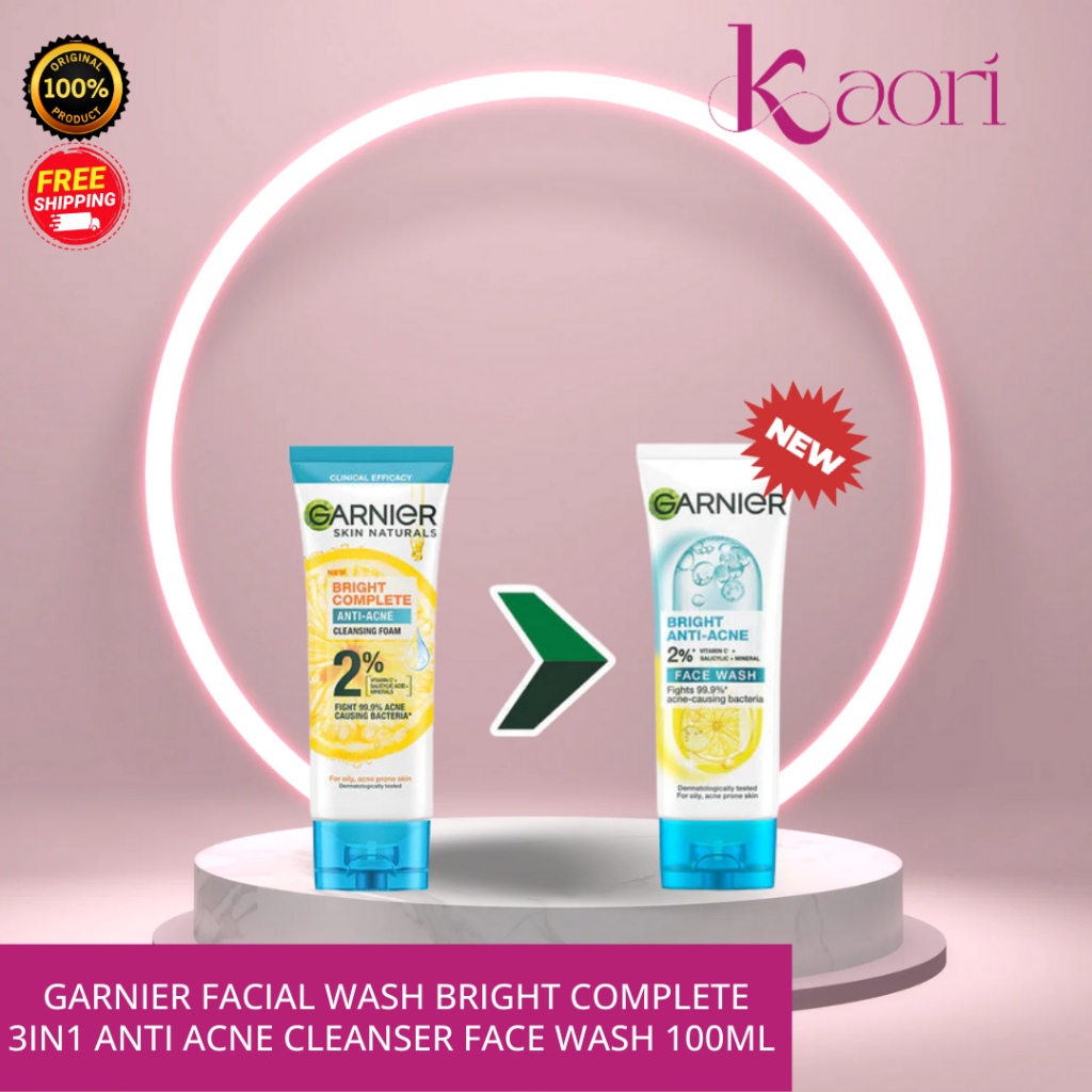 *KAORI* GARNIER Facial Wash Bright Complete Anti Acne Cleanser Face Wash 100ml