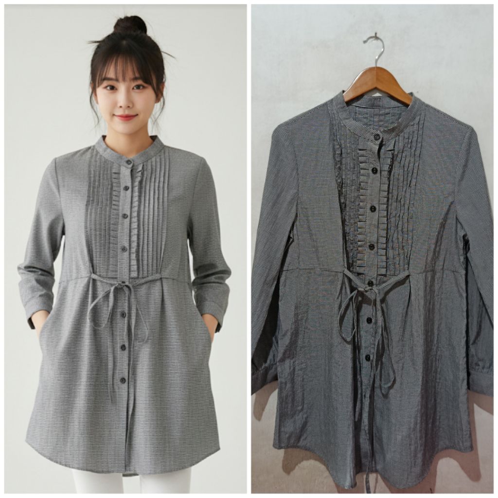 TUNIK LENGAN PANJANG MOTIF KOTAK KECIL