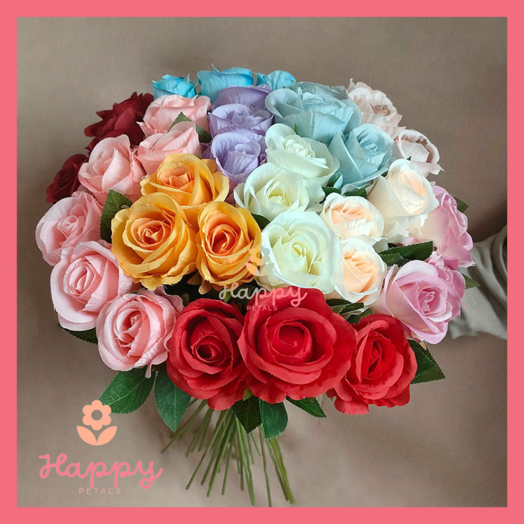 [SATU BATANG] bunga Mawar tropis artificial palsu plastik tangkai panjang rose import