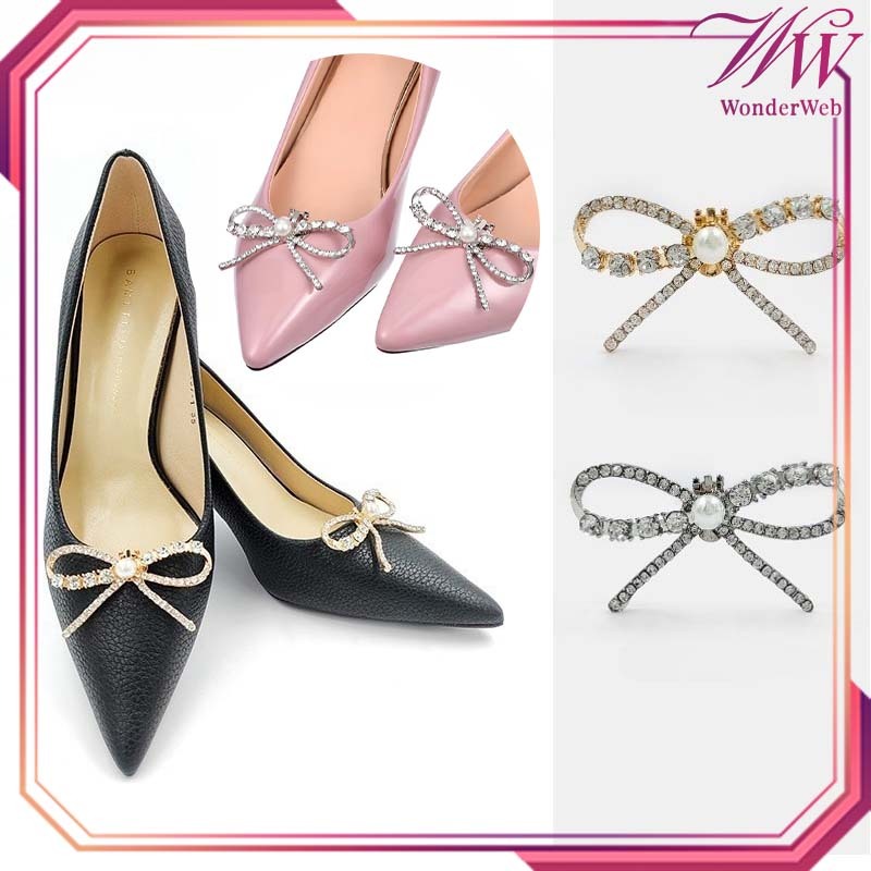 2pcs/Set Klip Hiasan Sepatu Diamond Clip Sepatu Wanita Motif Busur Shoe Clip Aksesoris Sepatu Heels