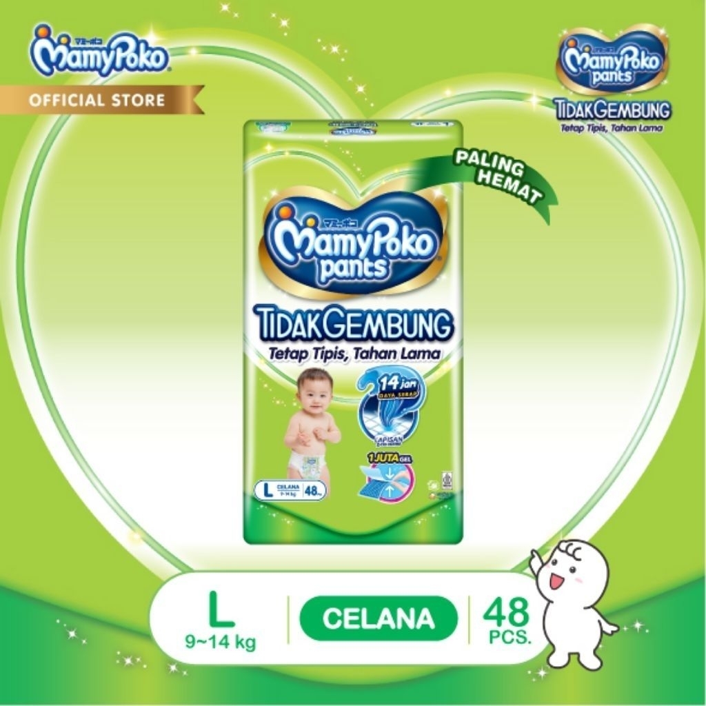 Popok Celana MamyPoko Pants L48 Slim Tidak Gembung Harga Grosir