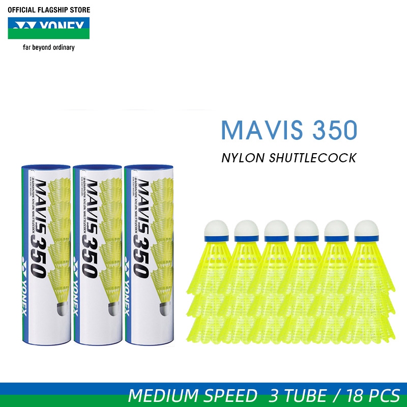[ORIGINAL] Shuttlecock Mavis 350 Nylon Shuttlecock 3 tube/ 18 pcs Recreational Badminton Balls Perfe