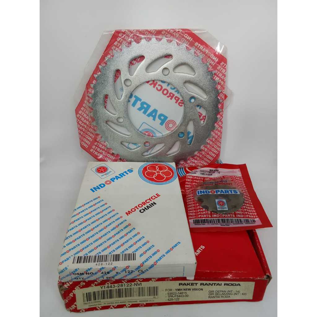 (100% original) INDOPART Gear set athlete 125/blitz/crypton vega R/CS1/F1 FIZR ALFA SIGMA/GL100/JUP 